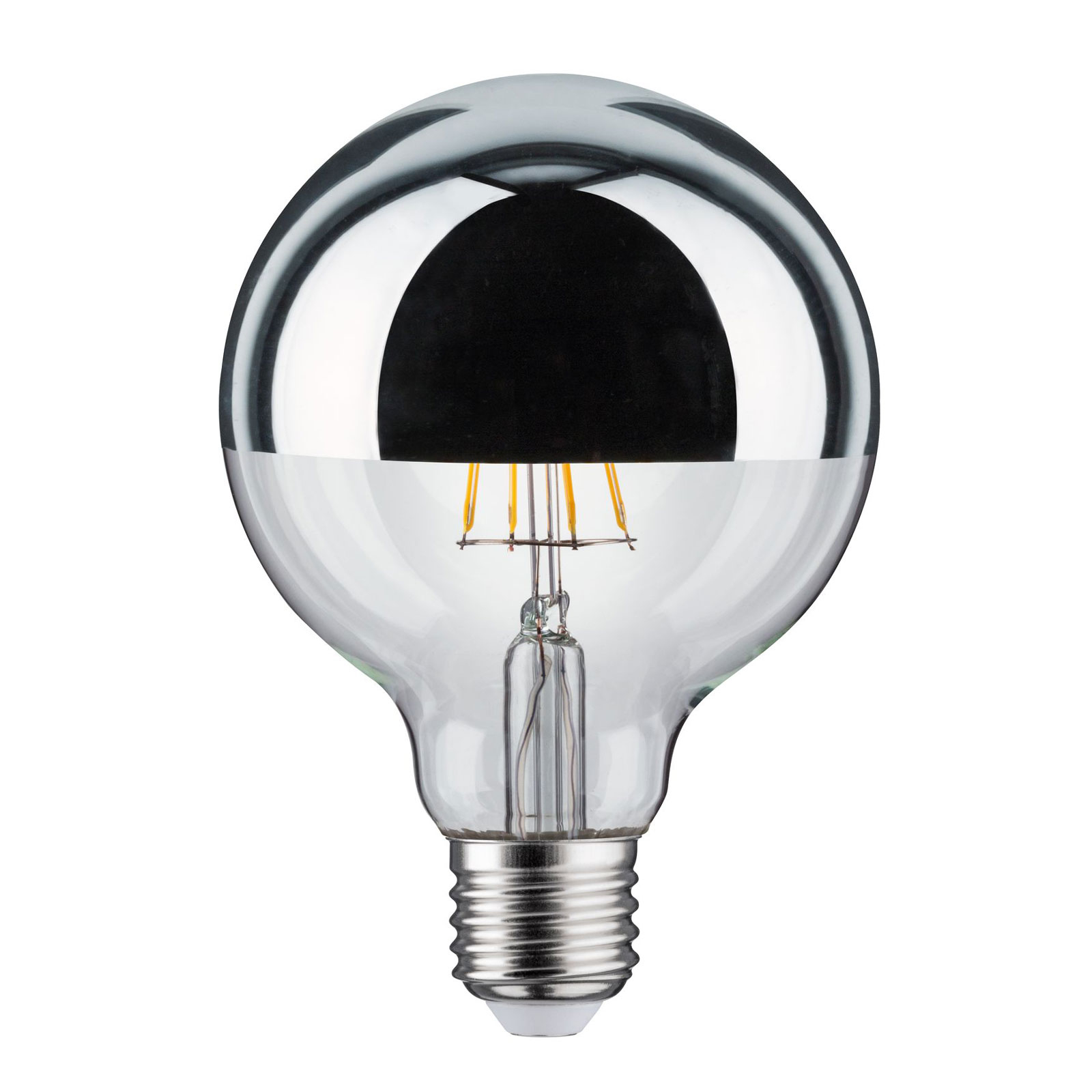 LED-lampa E27 827 6,5W huvudspegel silver