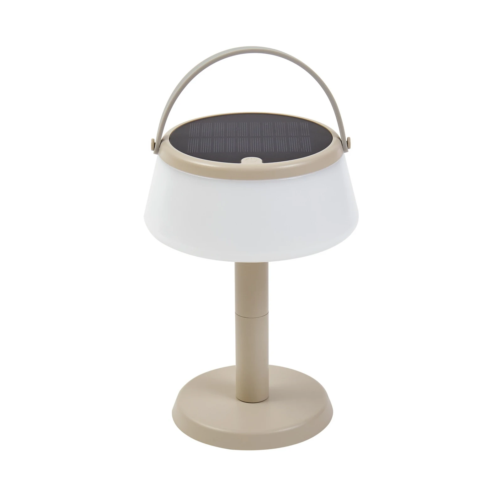 Lindby LED solárna stolová lampa Mikkel, béžová, stmievateľná, 7 cm