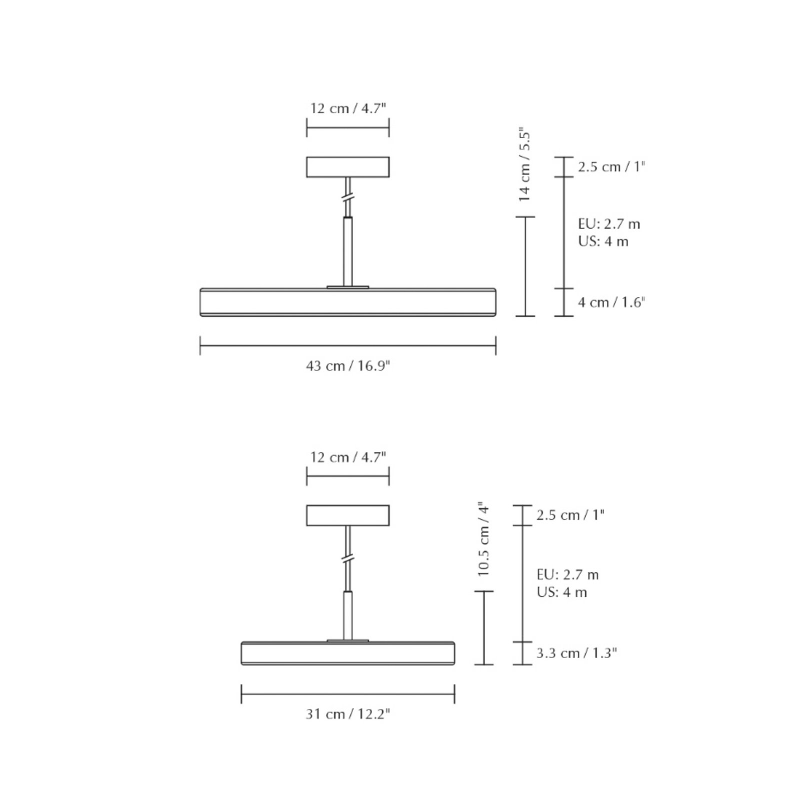 UMAGE LED-riippuvalaisin Asteria Plus Medium helmenvalkoinen Ø 43 cm CCT