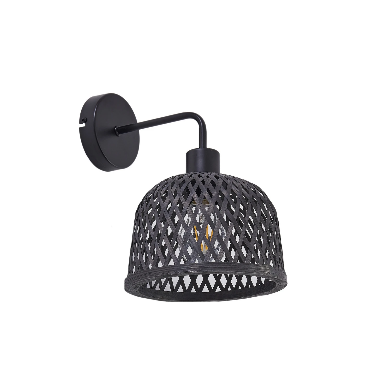 Lindby væglampe Eskil, Ø 18,5 cm, sort, bambus