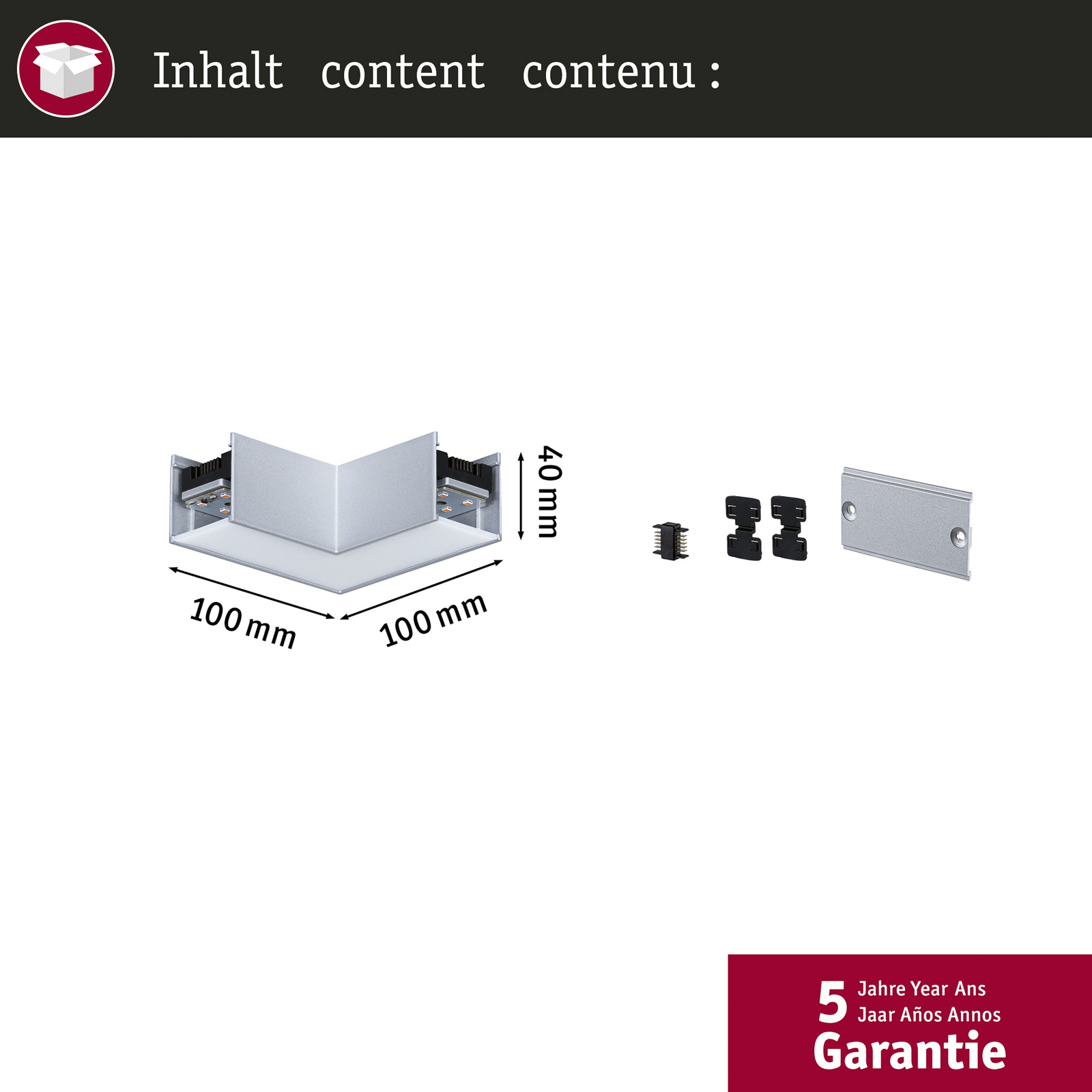 Paulmann LED-valgustiriba Linion, kroom, 90° nurk, 3000 K