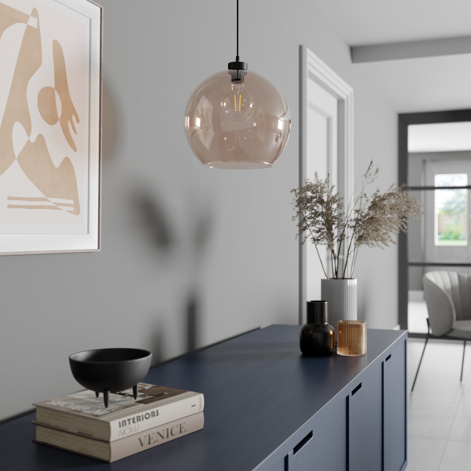 Cubus Pendelleuchte Ø 30 cm bernstein Glas E27