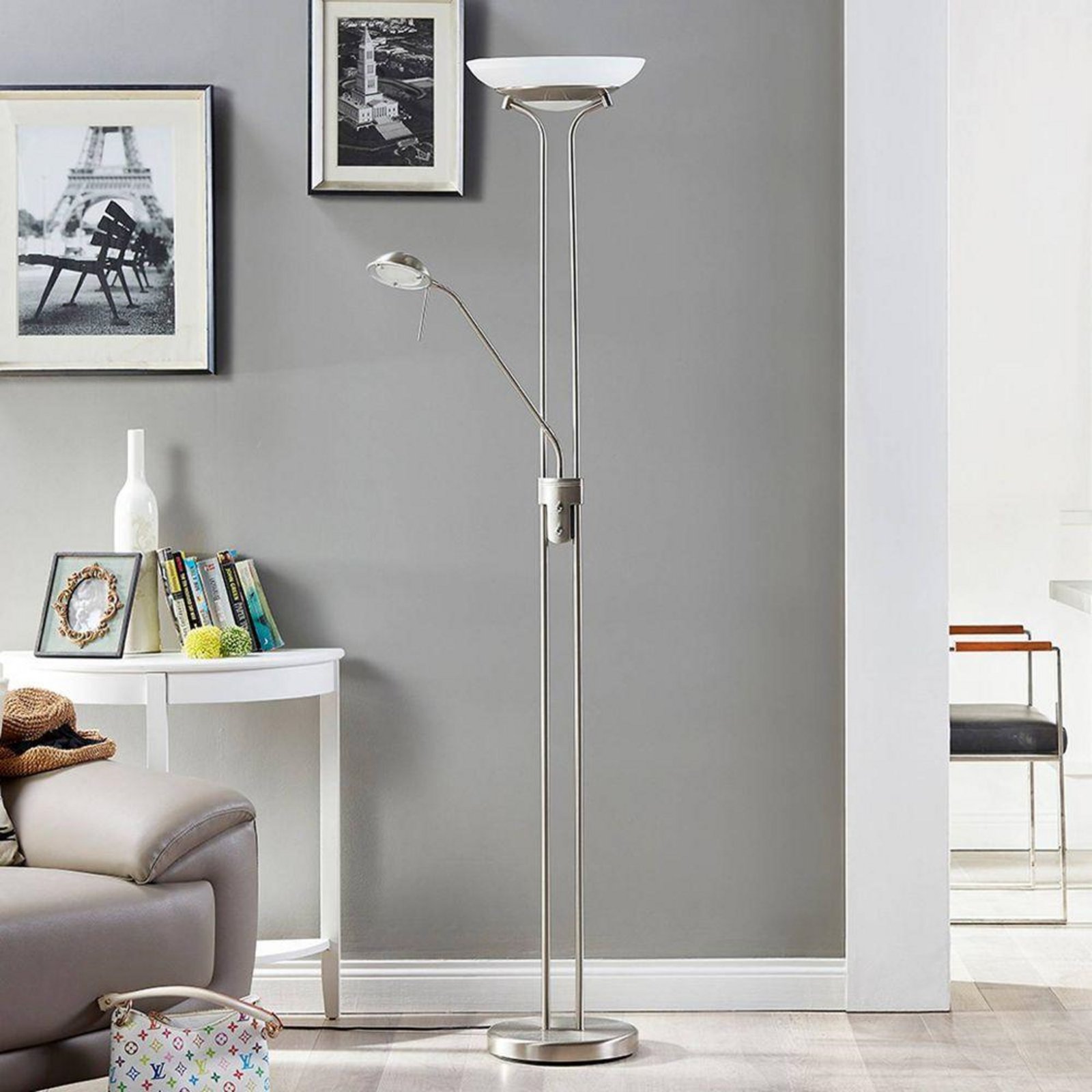 Yveta Lampadar Nickel/White - Lindby