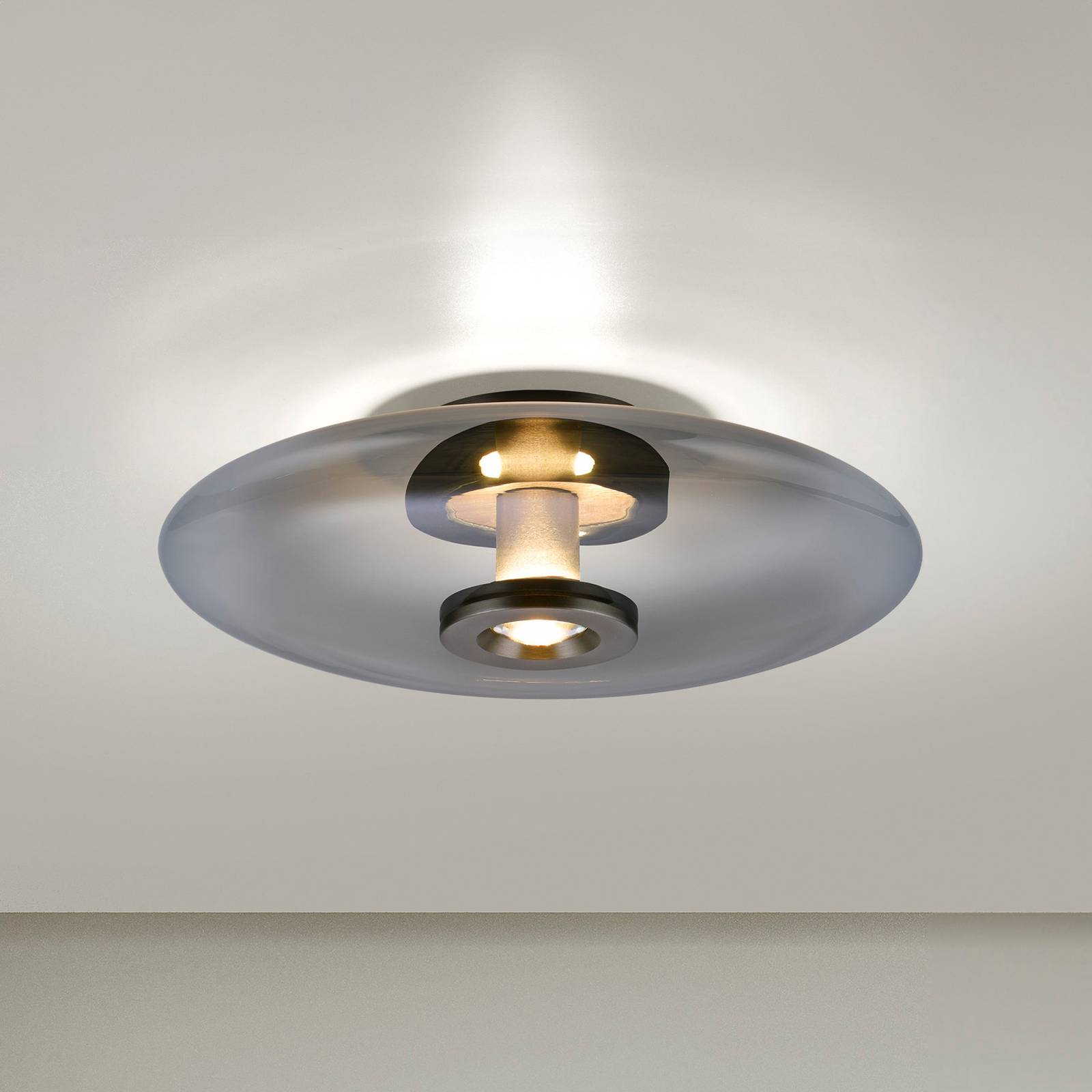 PURE Vitrum LED loftlampe grå glas/aluminium Ø 45 cm