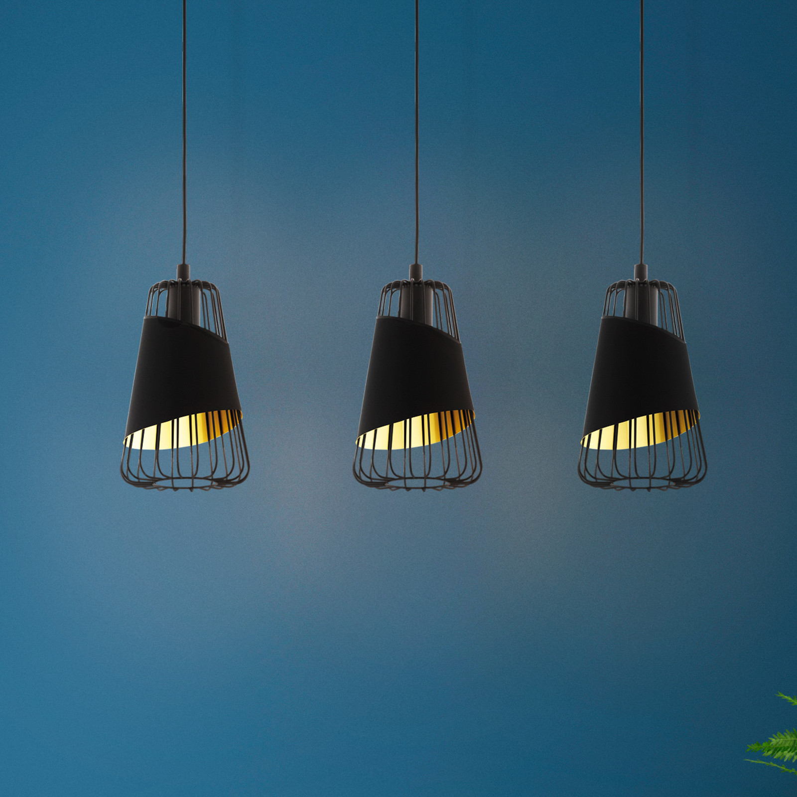 EGLO Lampă suspendată Austell lungime 765 cm negru / auriu 3 lumini. - Camera de zi / sufragerie - modern - negru auriu - Metal
