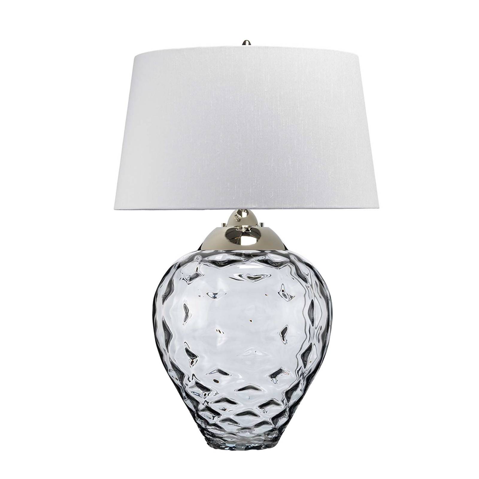 E-shop Stolová lampa Samara, Ø 51 cm, sivá, látka, sklo, 2 svetlá