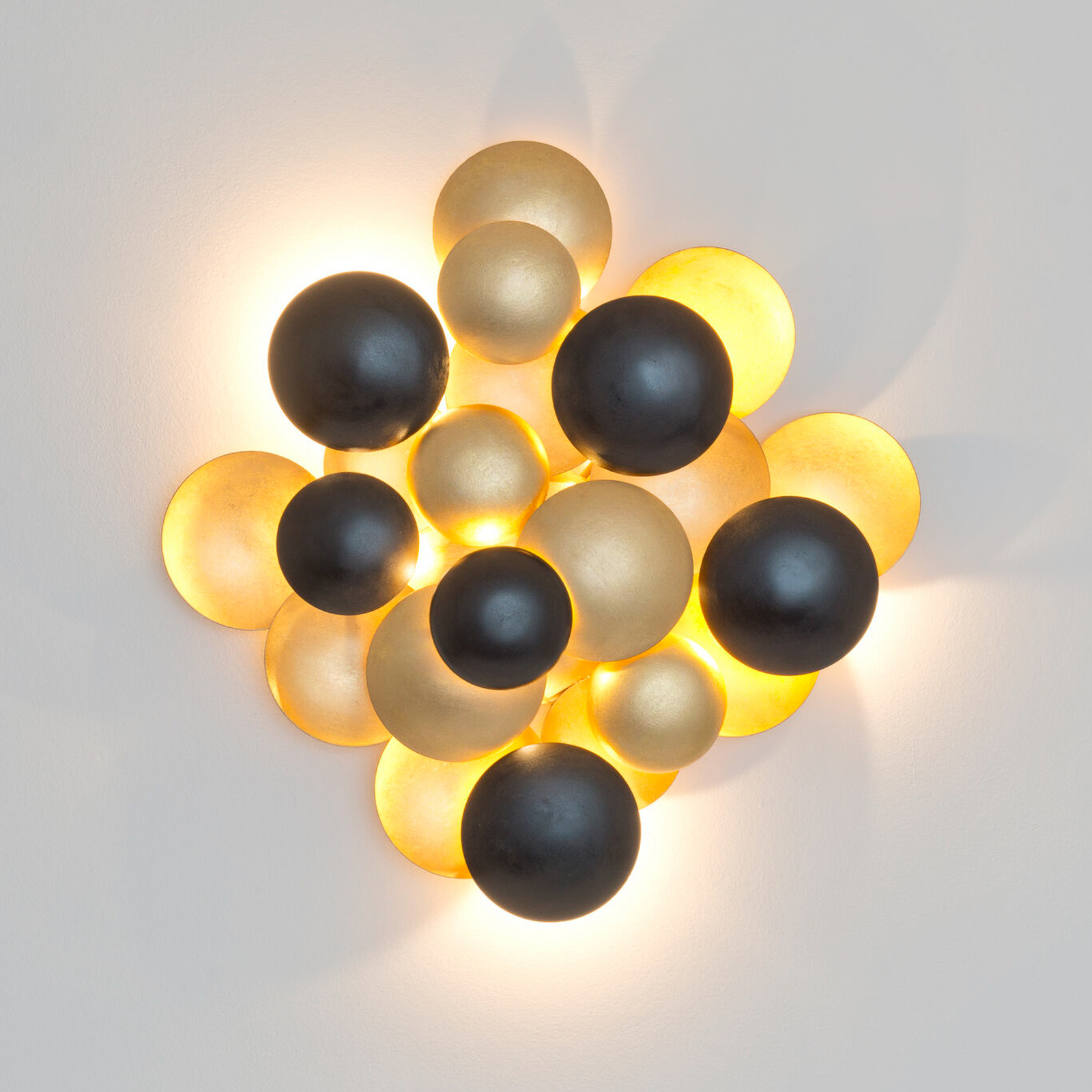 Aplique de pared LED BOLLADARIA, negro/dorado, 56 x 55 cm, metal, atenuable
