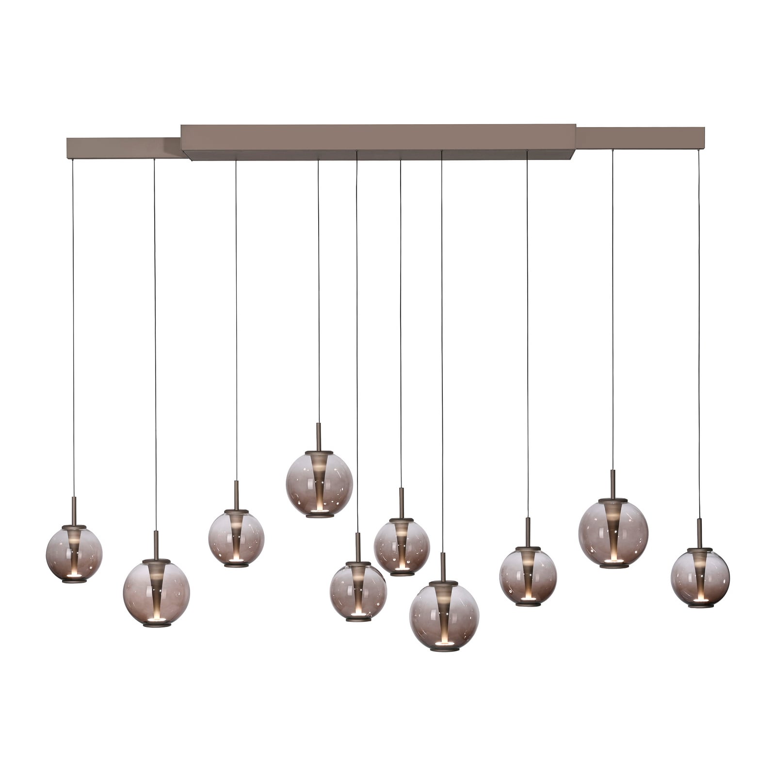 Lampa wisząca LED PURE E-Infinity brąz/bursztyn, 198 cm, 10-punktowa