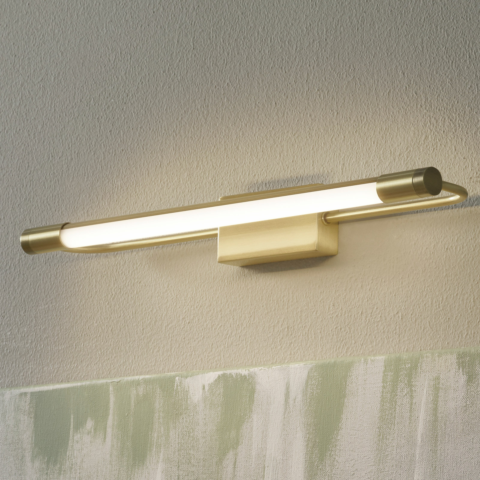 Rapallo LED wall light, brass, IP44, 40 cm