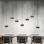PURE LED-Hängelampe Falling Rings schwarz Länge 132 cm 7-fl.