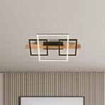 LED-Deckenleuchte Cadre, 3000K, 55cm, schwarz, Holz