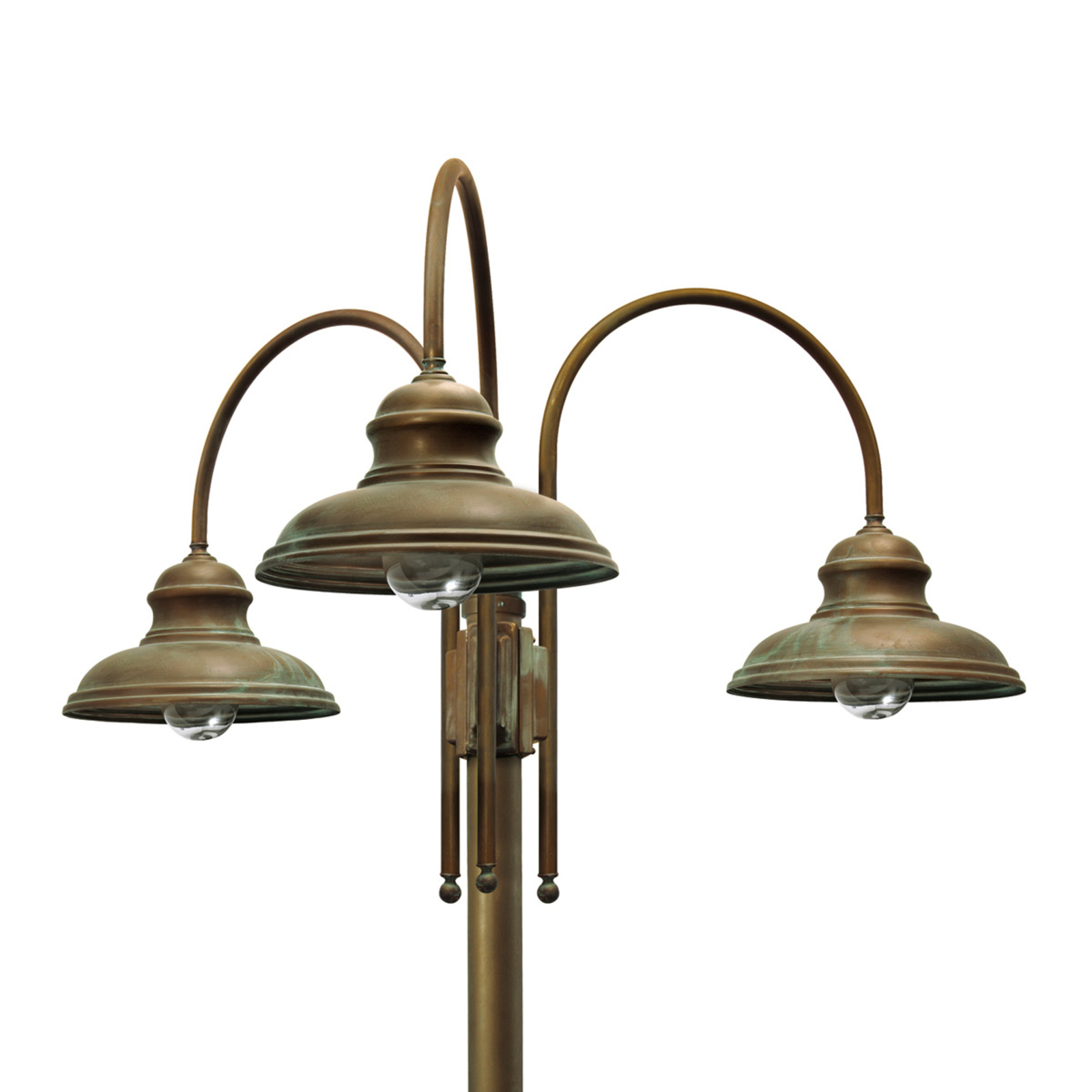 Lampadaire d'extérieur Luca laiton antique-cuivre, 3 lampes