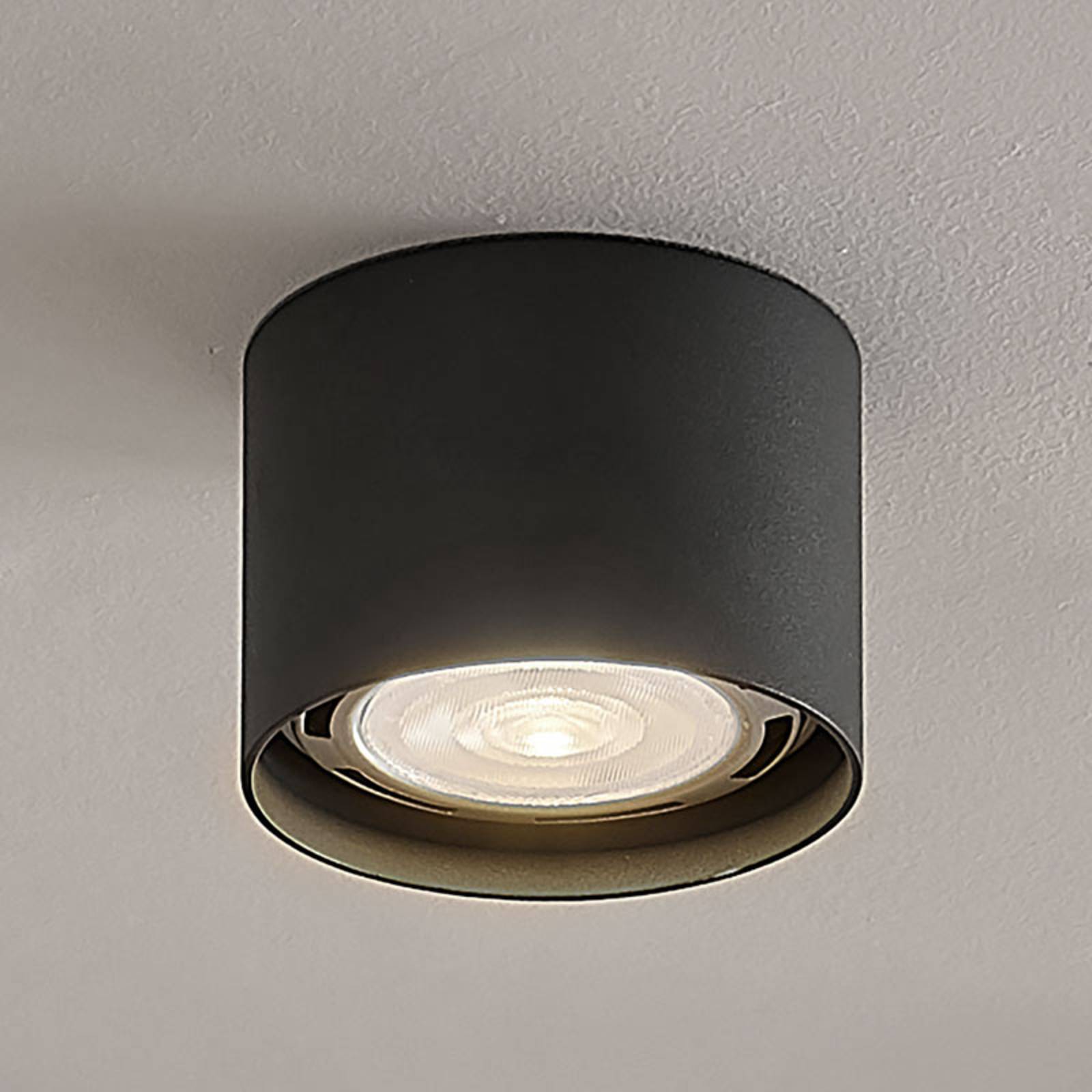 Arcchio Round LED ceiling spotlight Mabel, dark grey - Kitchen - Flush Ceiling Light - dimmable - Modern - Silver
