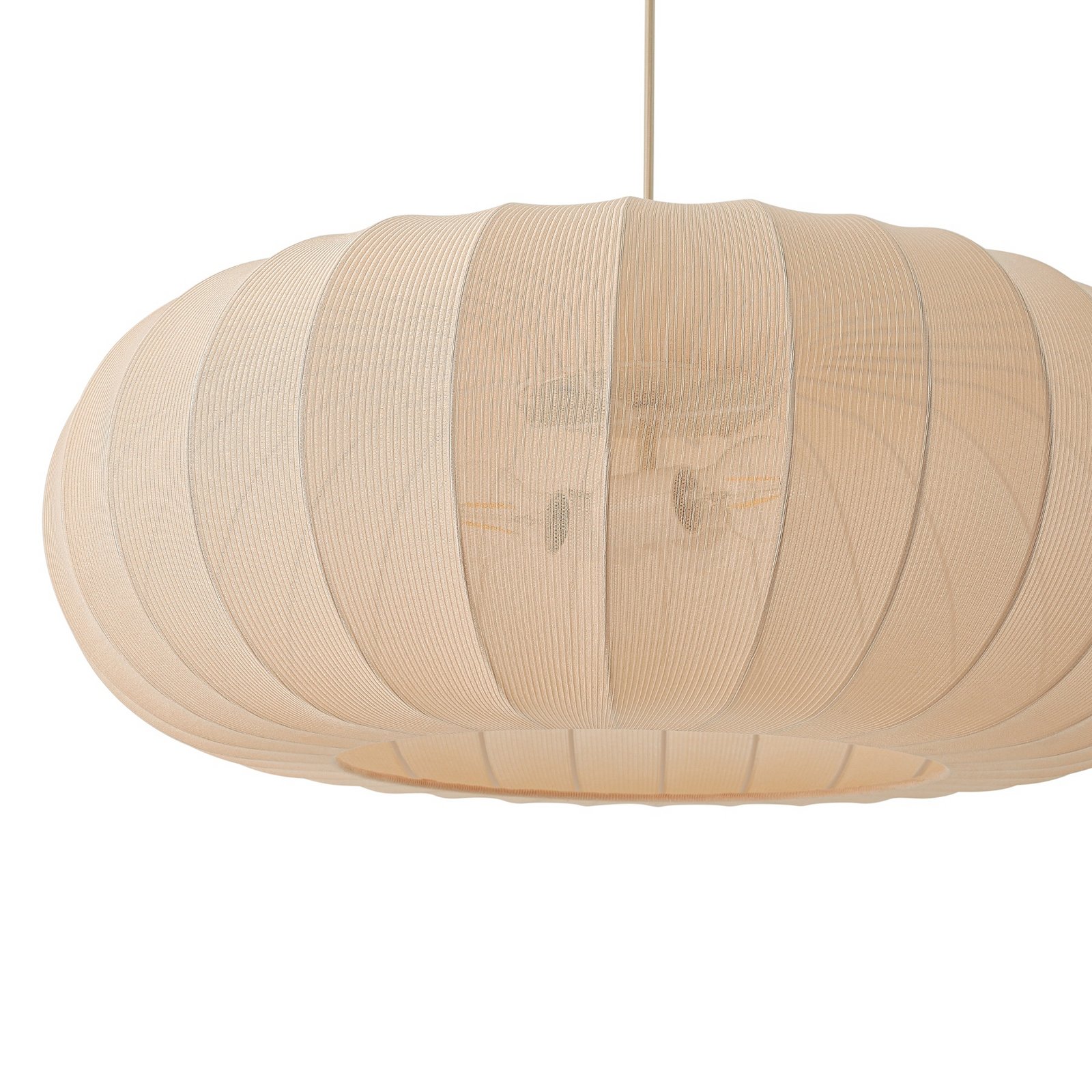 Lindby Hängeleuchte Helin, beige, Ø 70 cm, Textil, 3 x E27
