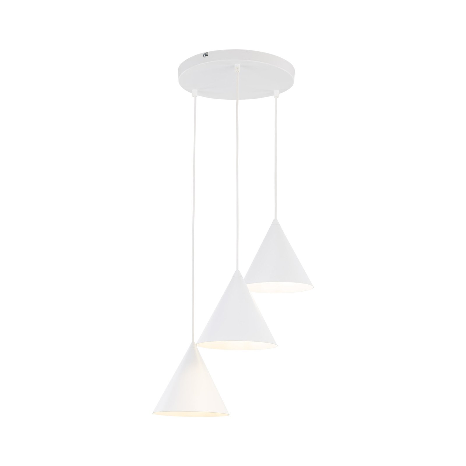 Cono pendant light, 3-bulb, round, Ø 42 cm, white