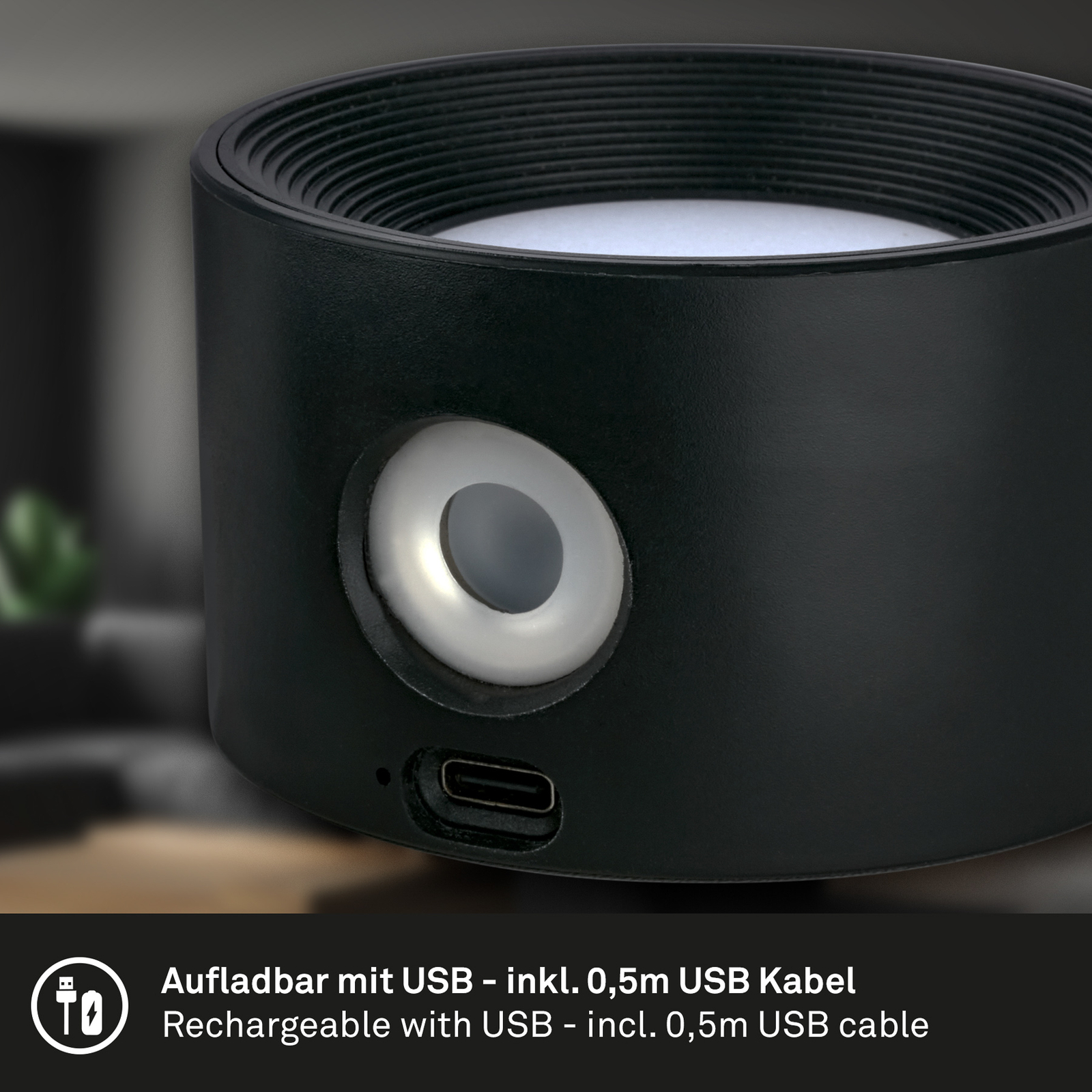 LED-Akku-Klemmleuchte Tari, schwarz, CCT, Touchdimmer, USB