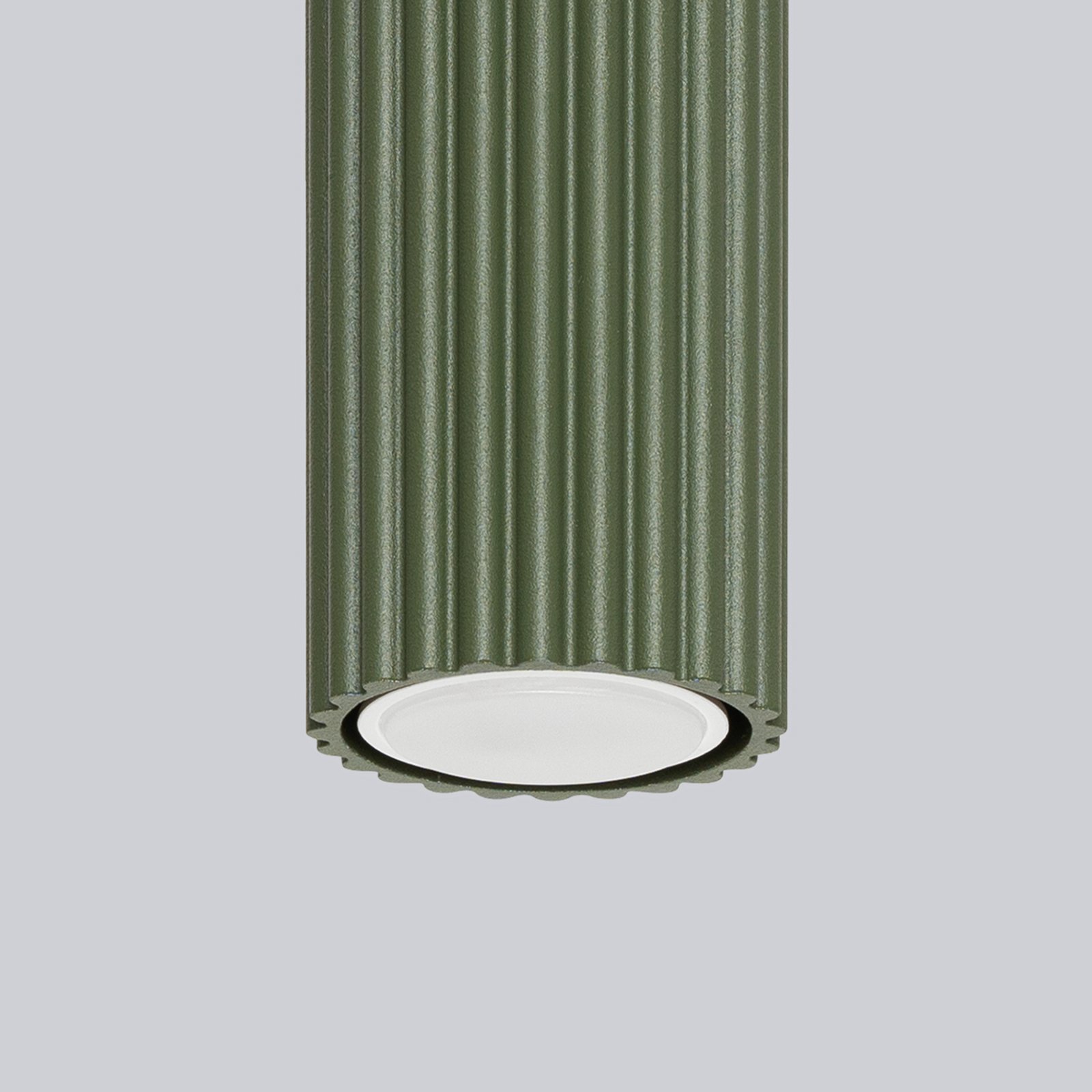 Plafón ALORA, verde oliva, Ø 7 cm, metal, GU10