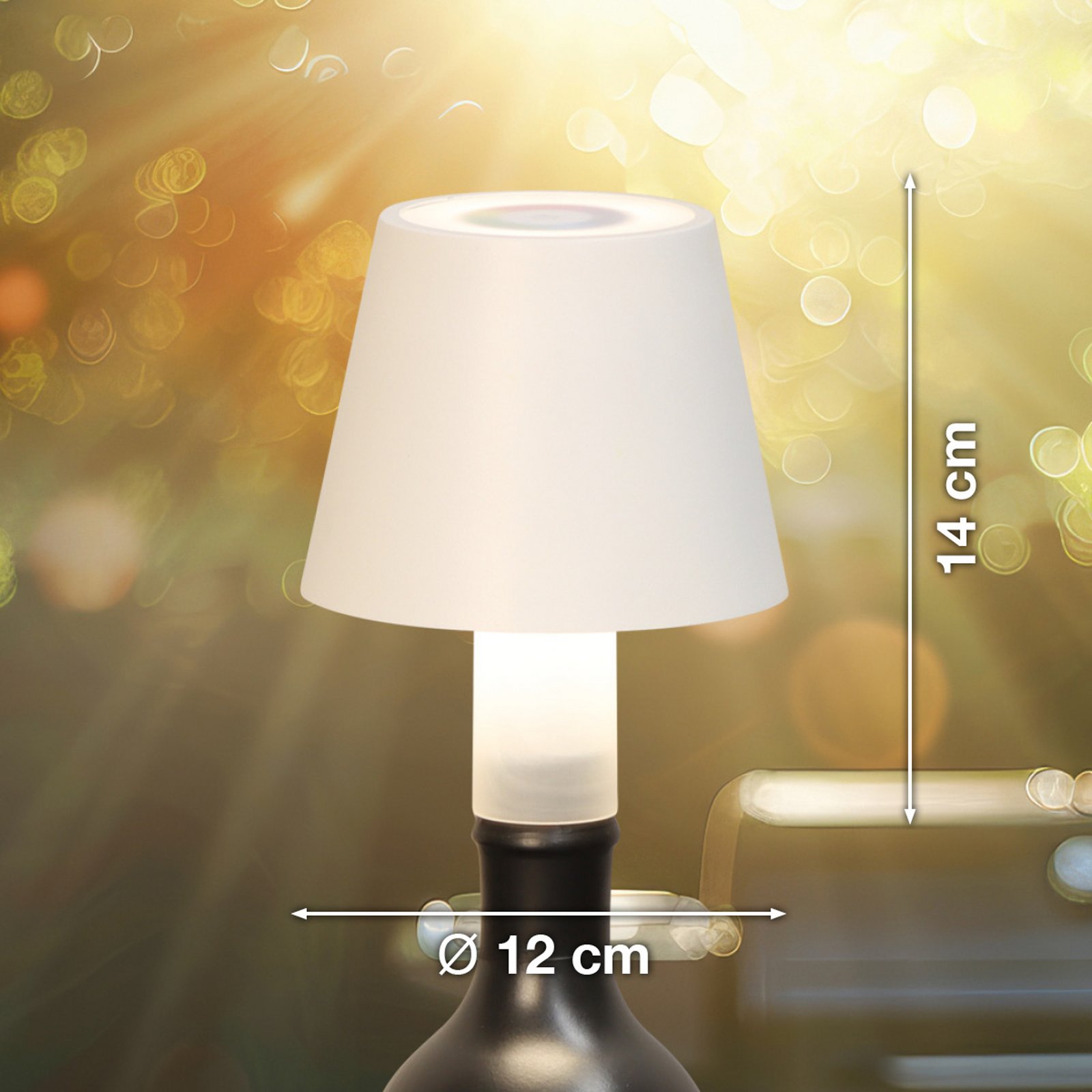 LED-Flaschenlampe Fiocco, sandweiß, RGBW, IP54, dimmbar LED-Flaschenlampe Fiocco, sandweiß, RGBW, IP54, dimmbar