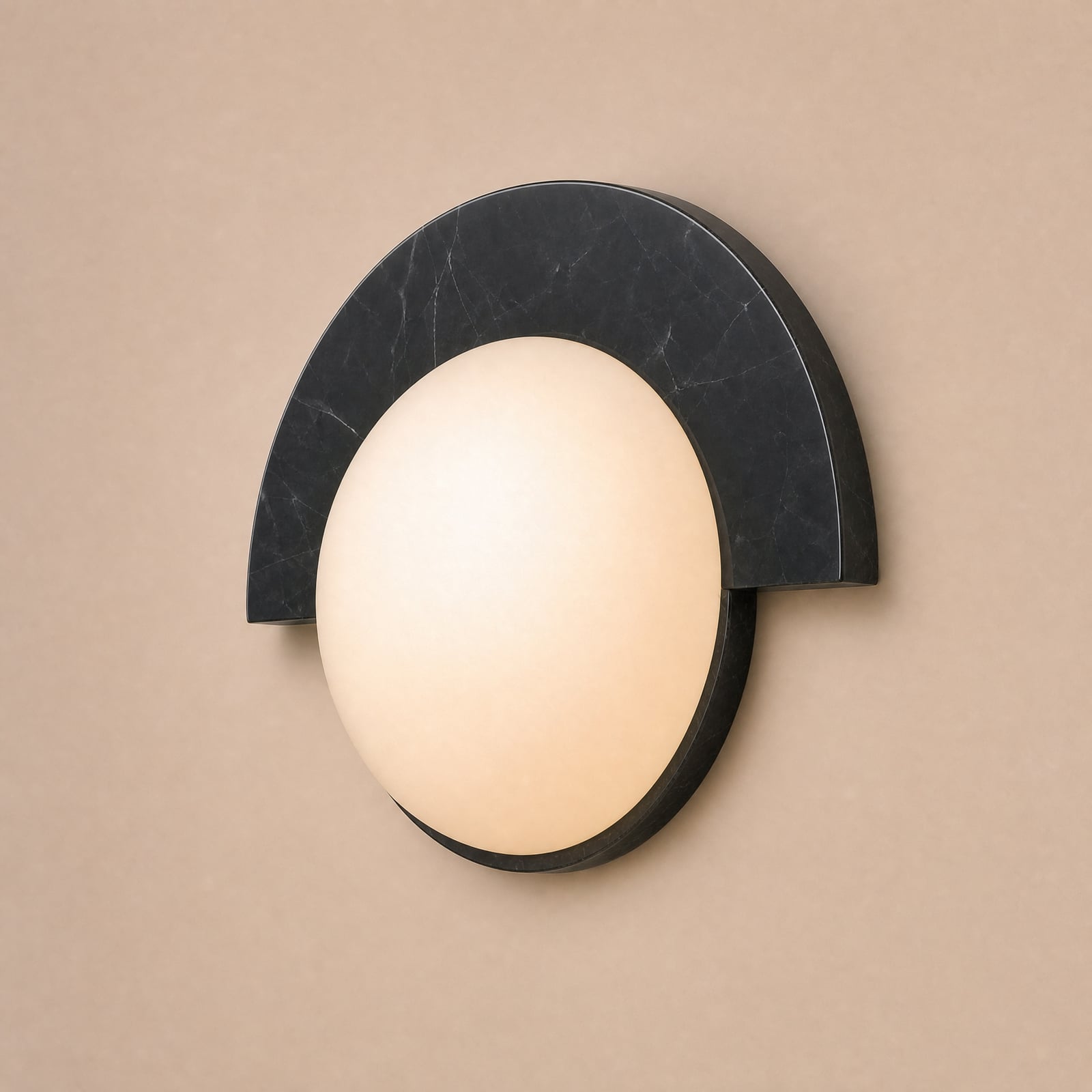 Lucande Larissa LED wall light, 28 cm, red, marble, glass