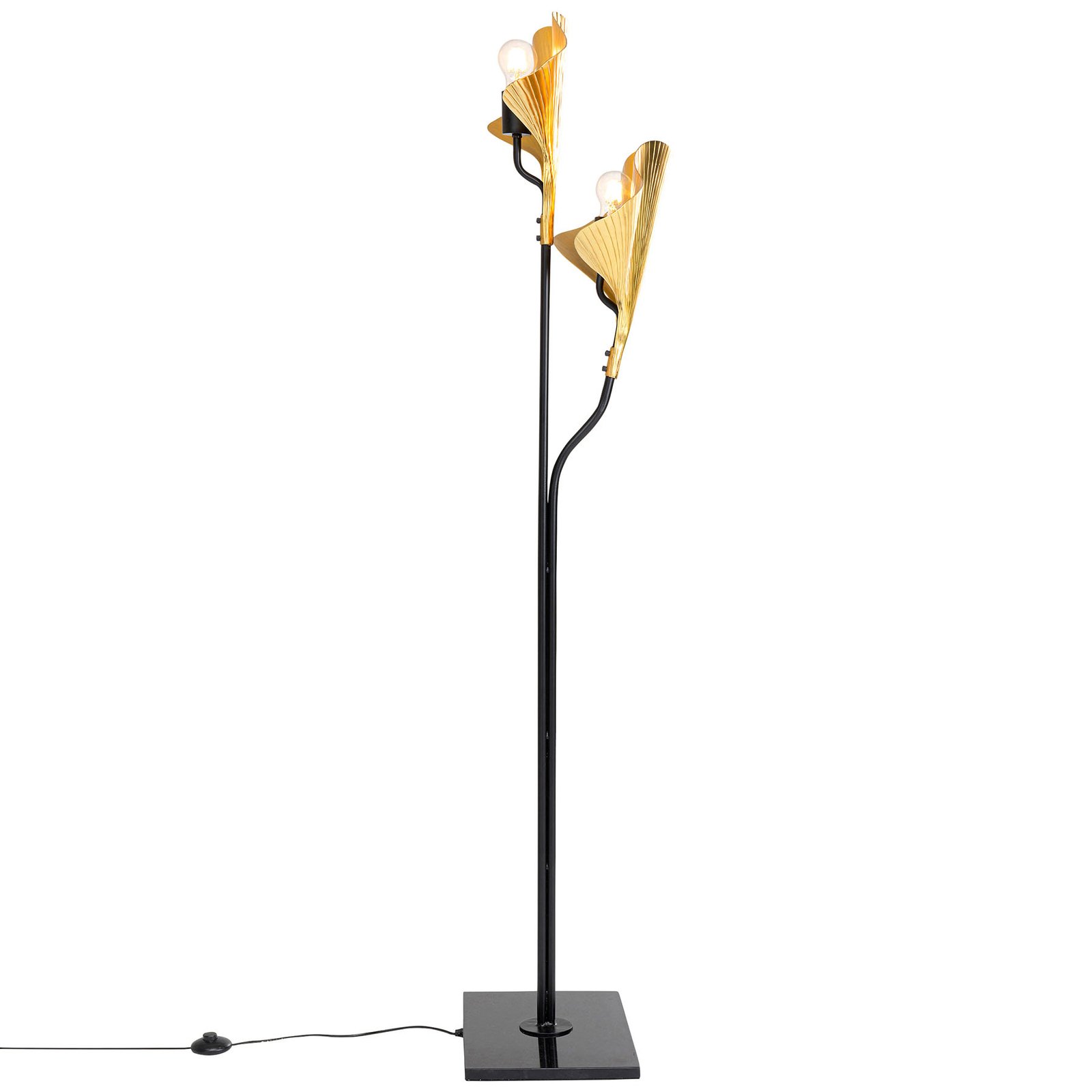 KARE Gingko Due lámpara de pie con hojas doradas