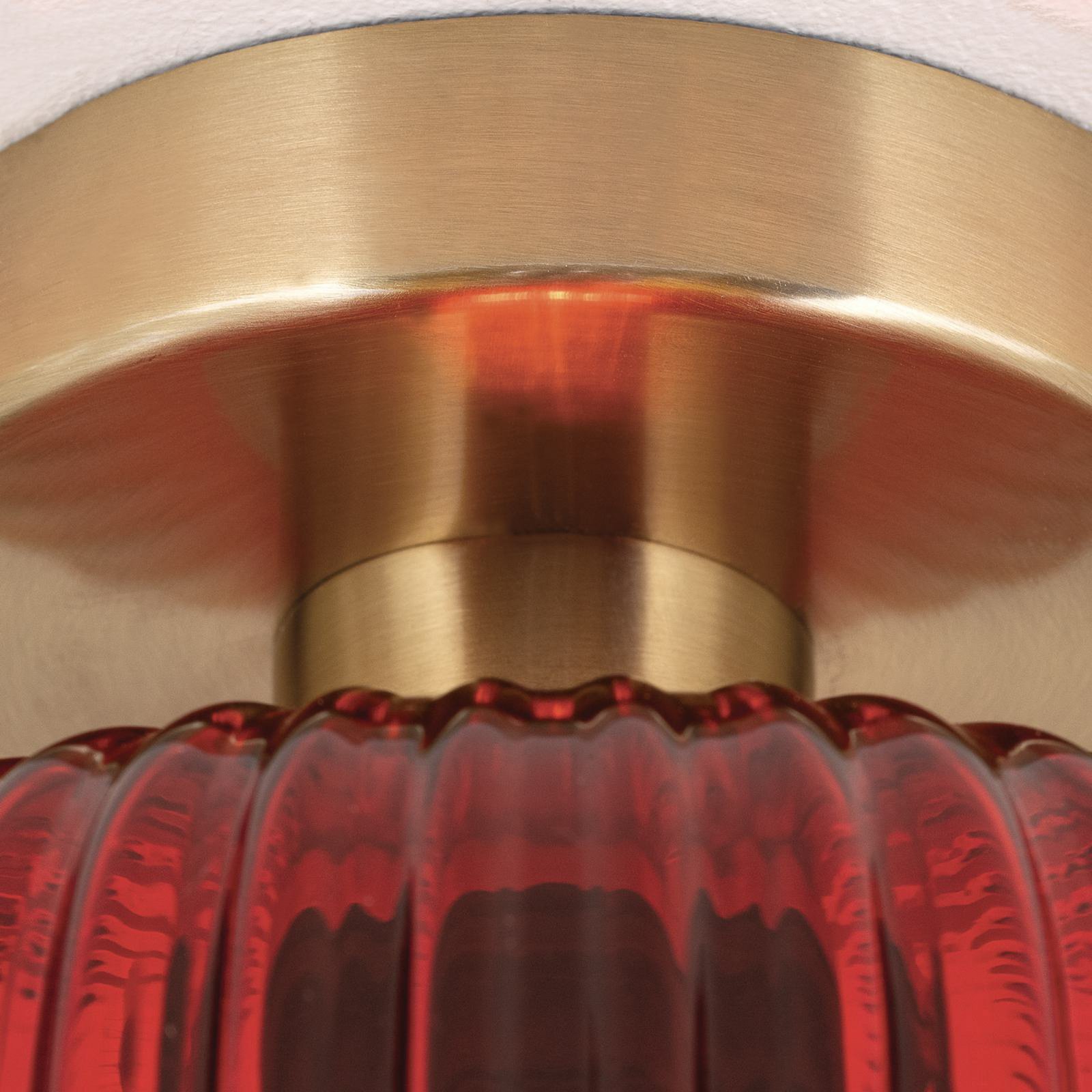 Plafonnier Carneval, rouge, Ø 20 cm, verre, E27