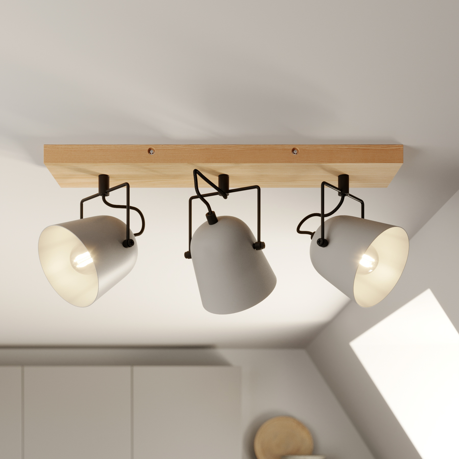 Lindby Adalin plafonnier à 3 lampes, gris