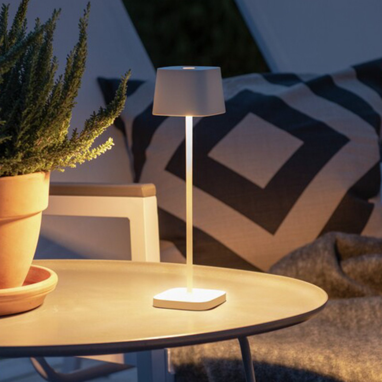 Lámpara de mesa LED Capri-Mini exterior, blanco