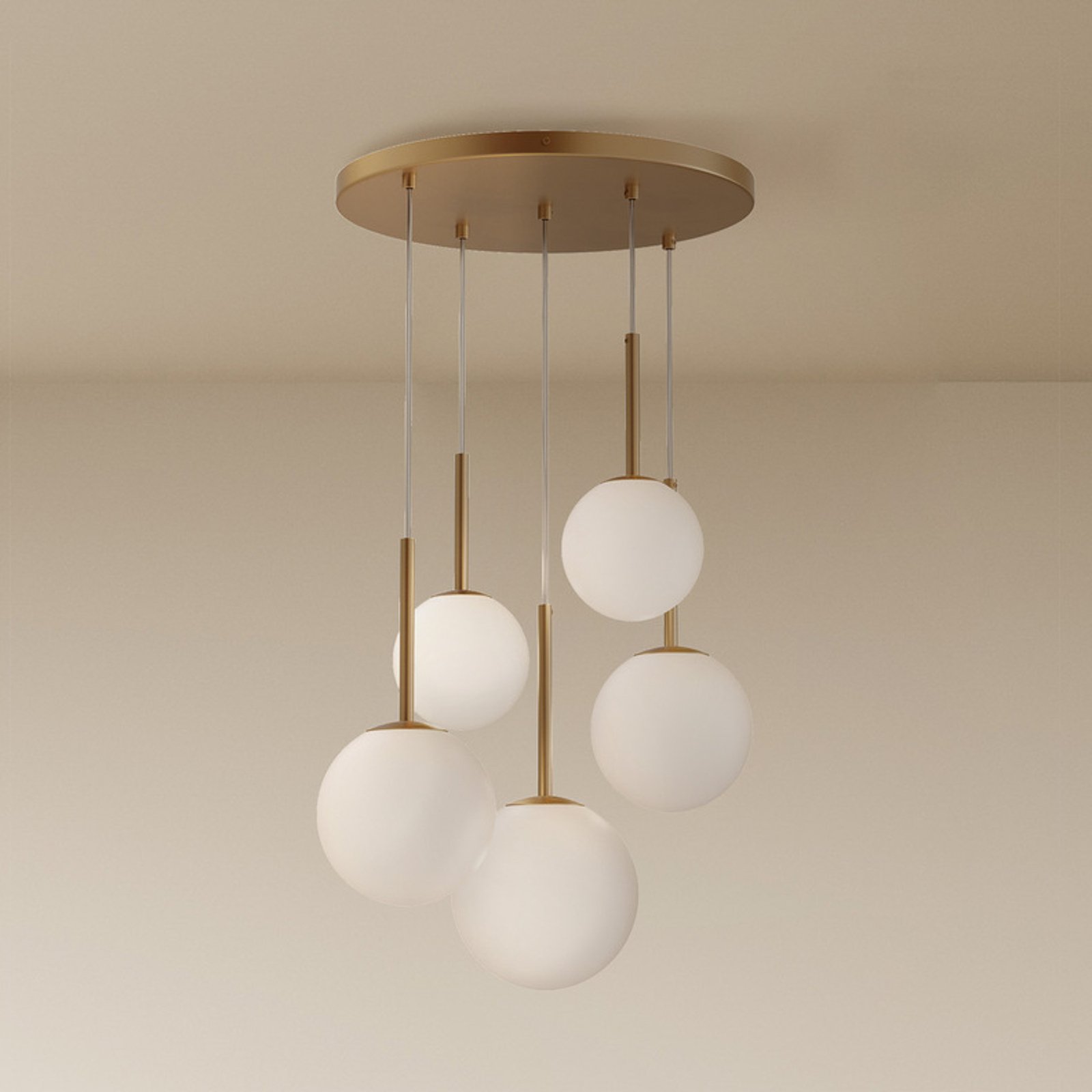 Maytoni Suspension Basic form, or, Ø 58 cm 5 lampes, verre