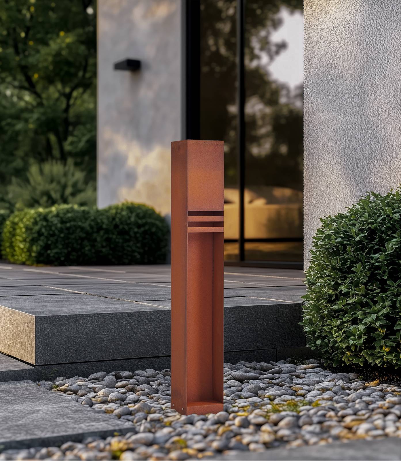 Słupek oświetleniowy LED Oxido, kolor rdzawy, stal corten
