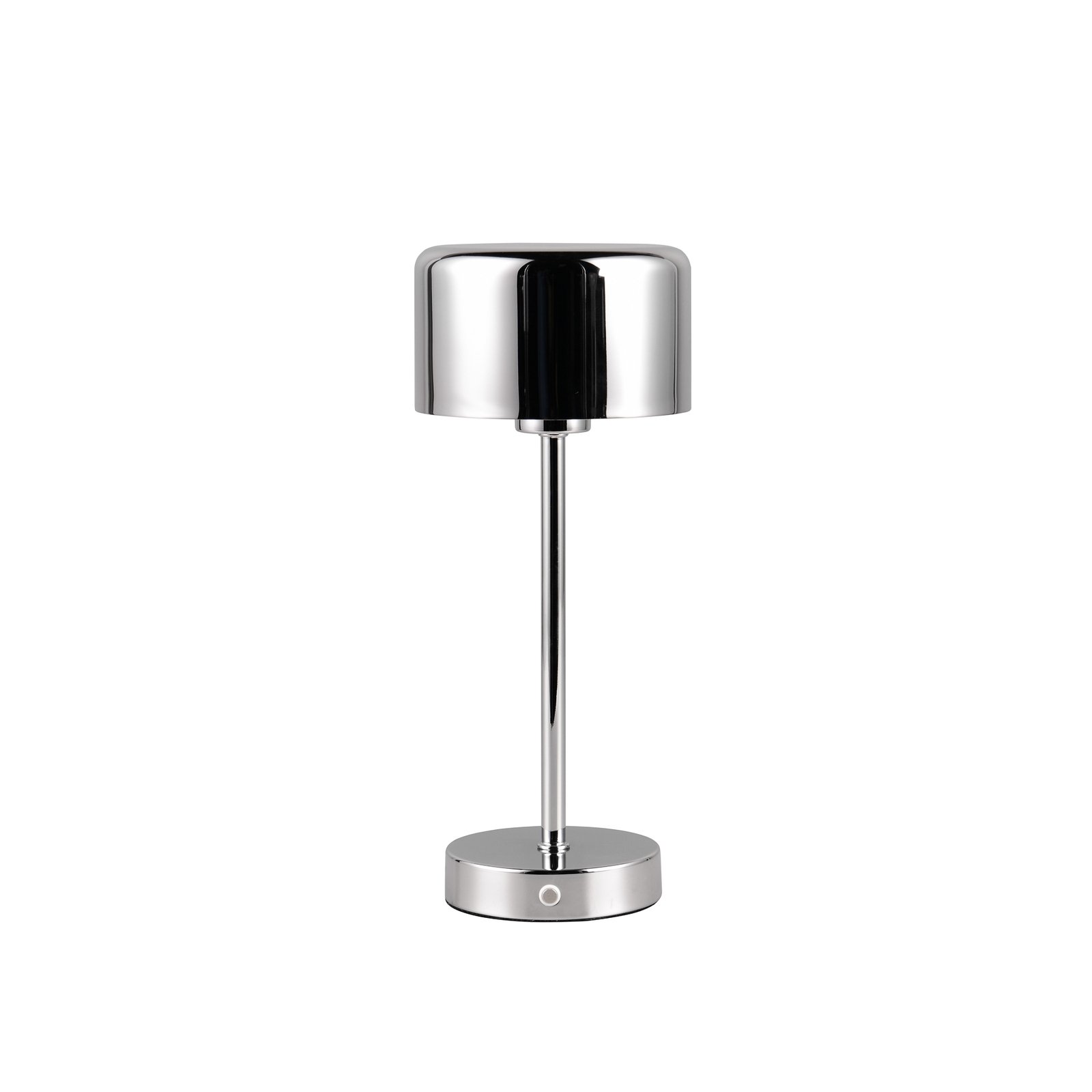 Lampe de table LED rechargeable Jeff, couleur chrome, hauteur 30 cm, métal