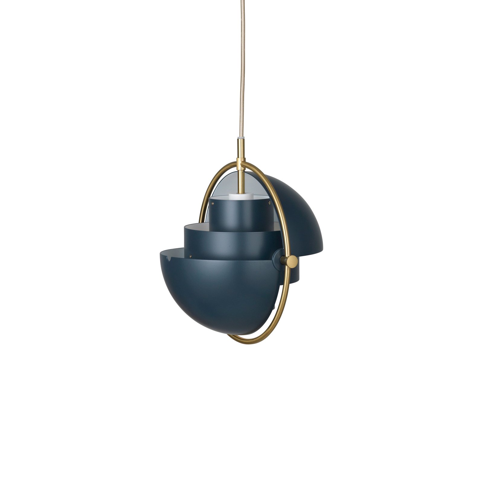 GUBI Multi-Lite pendant light, Ø 27 cm, brass/dark blue