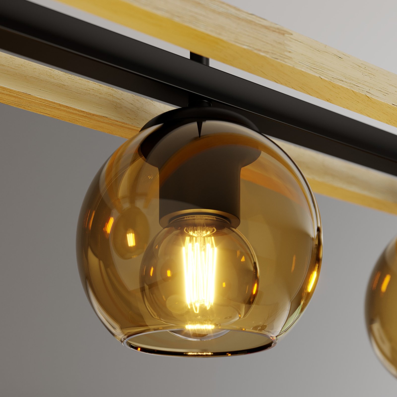 Lindby Enrique linear pendant lamp, amber, 4-bulb