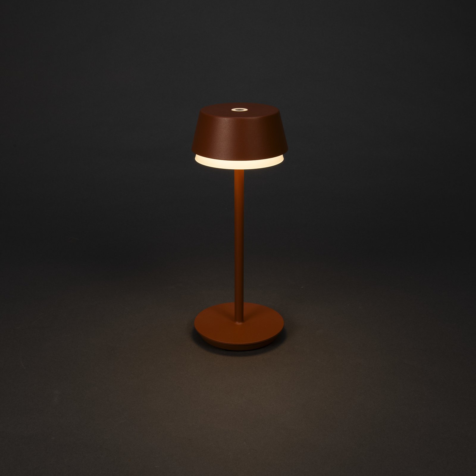 Lampe à poser LED rechargeable Lyon, terracotta, IP54, variateur