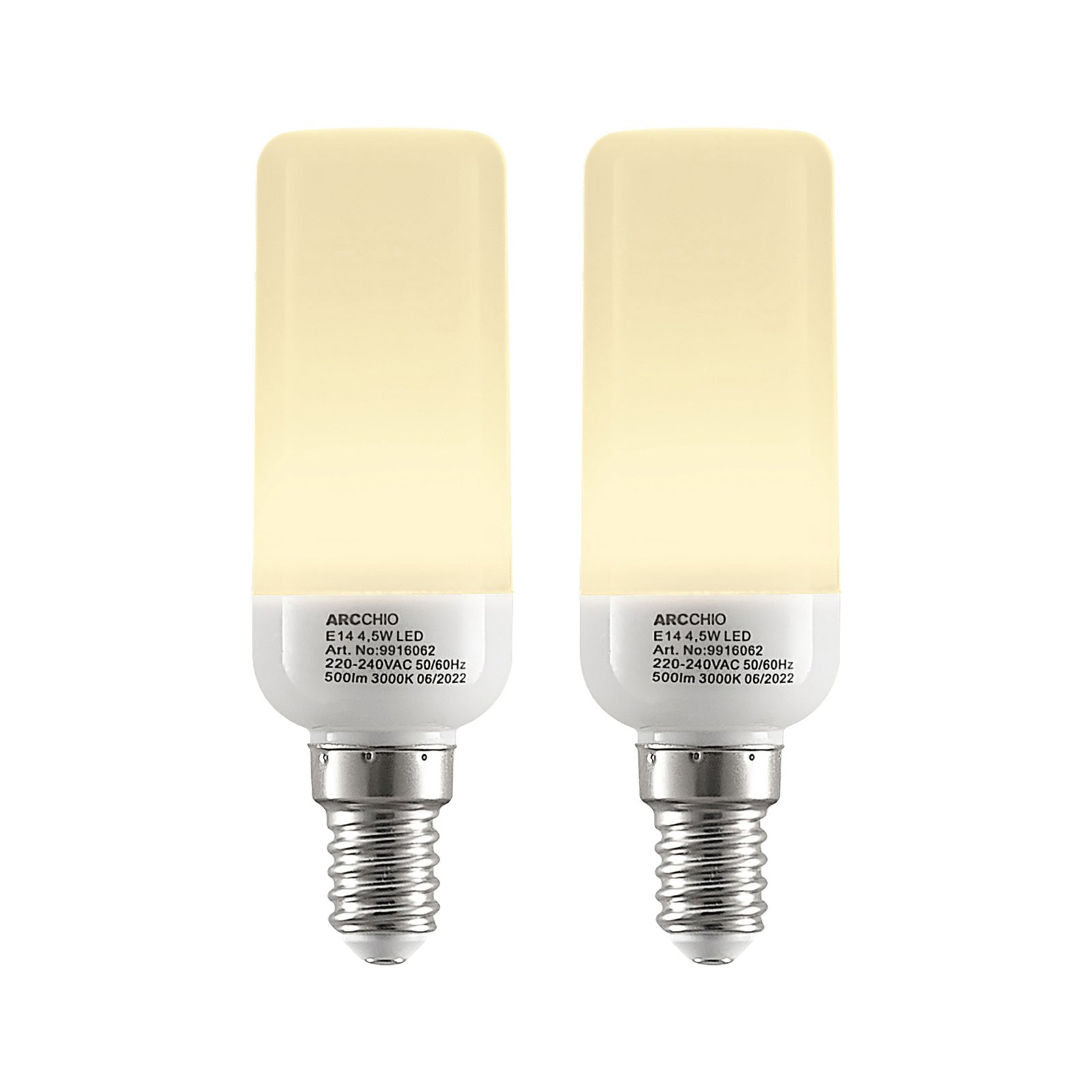 Arcchio LED-rørlampe E14 4,5 W 3.000 K, 2 stk