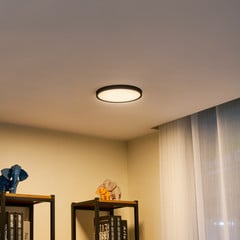 Lindby LED stropní svítidlo Pravin, Ø 23 cm, 3 000 K, černé
