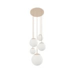 Suspension Bollique, crème/blanc opale, verre, à 5 lampes