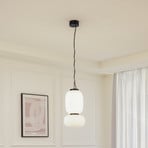 Lucande LED pendant light Lucya, 2-bulb, glass, white, 43 cm