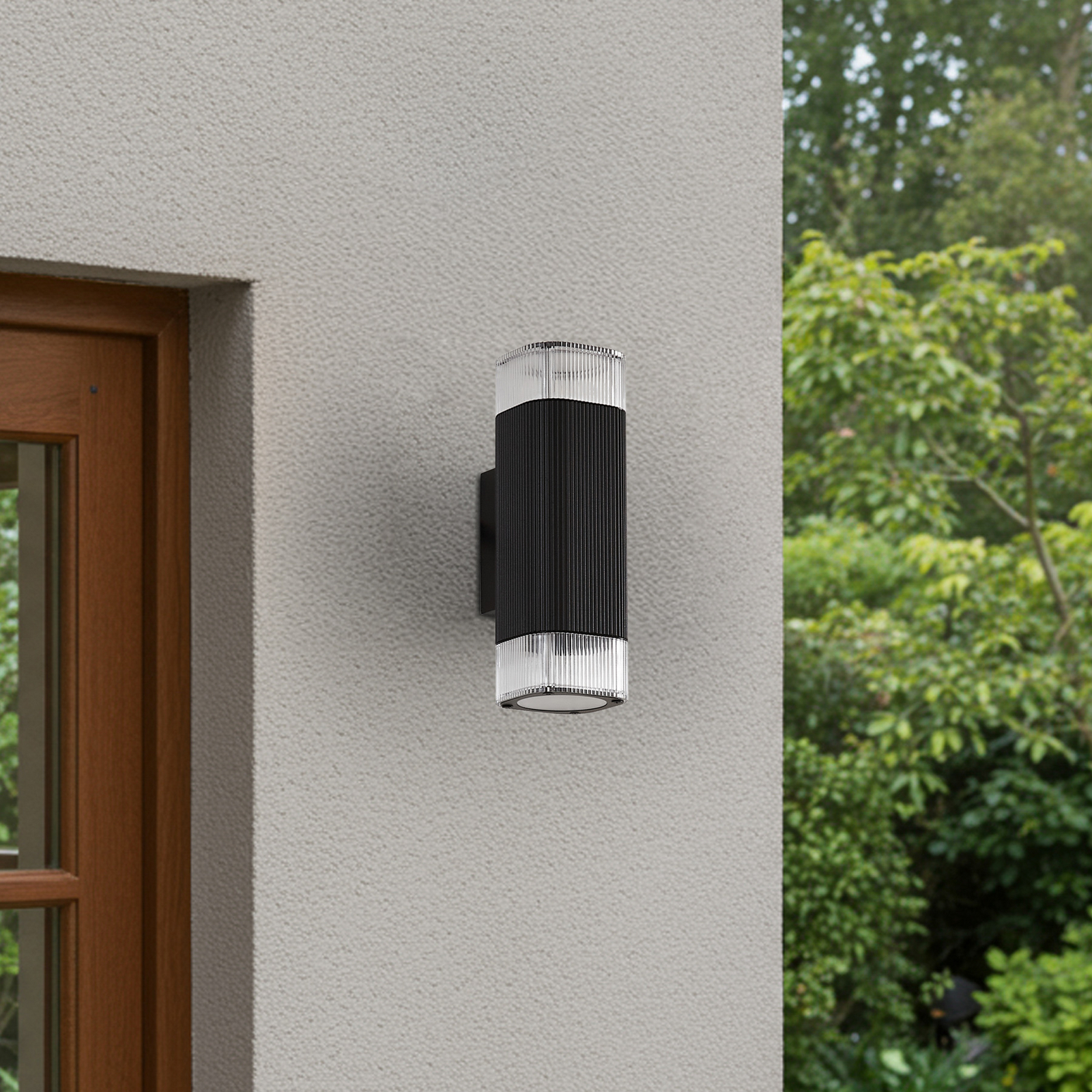Lindby Außenwandlampe Halvar, schwarz, 24 cm, 2 x GU10, IP65