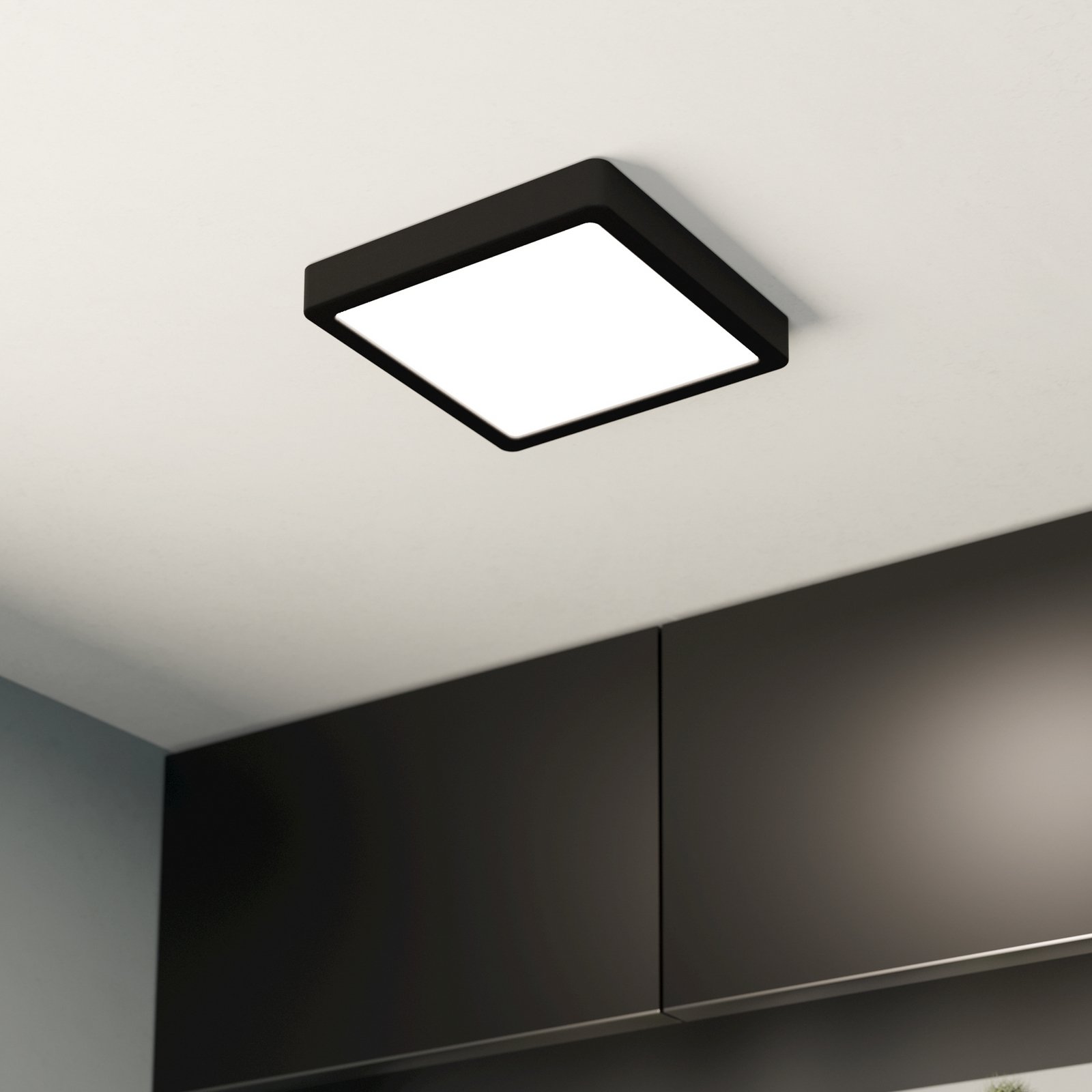 Panou cu LED montat pe suprafață Fueva 5 IP20 830 negru 21x21cm