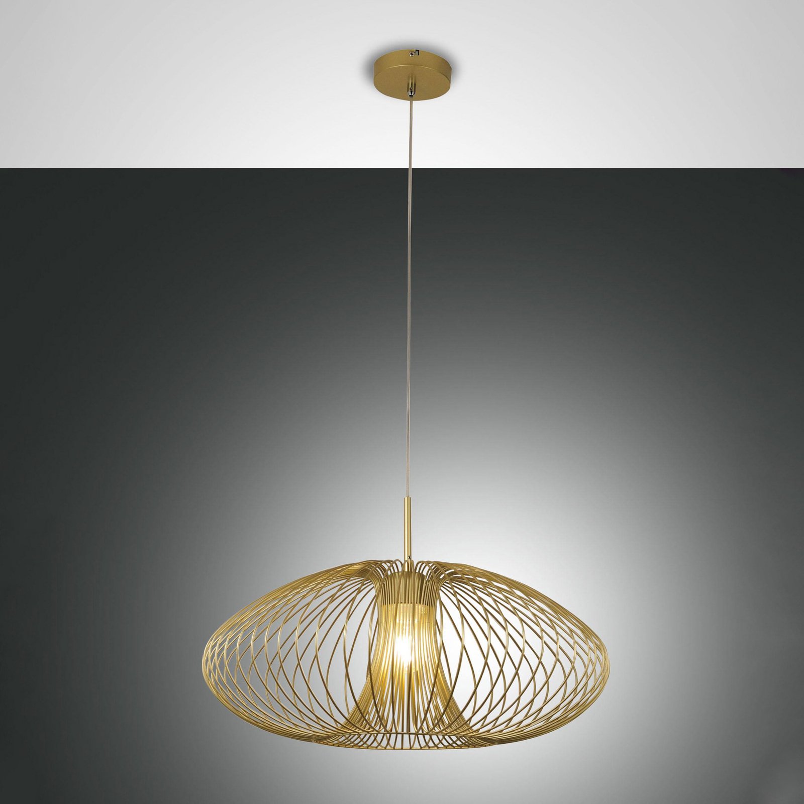 Lampa wisząca Fassa, złote matowe wykończenie, Ø 60 cm, metal