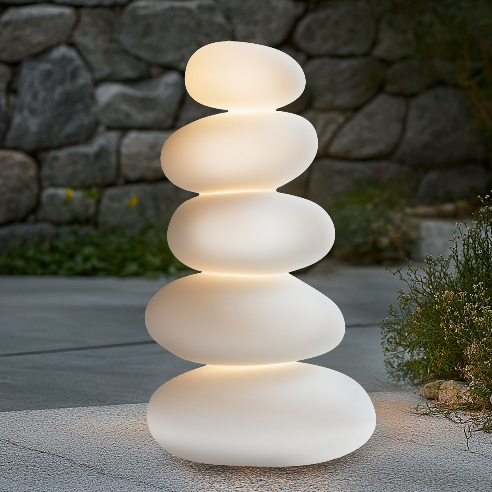 Lampa tarasowa Zen, biała, 77 cm, kamienie, tworzywo sztuczne - Lucande