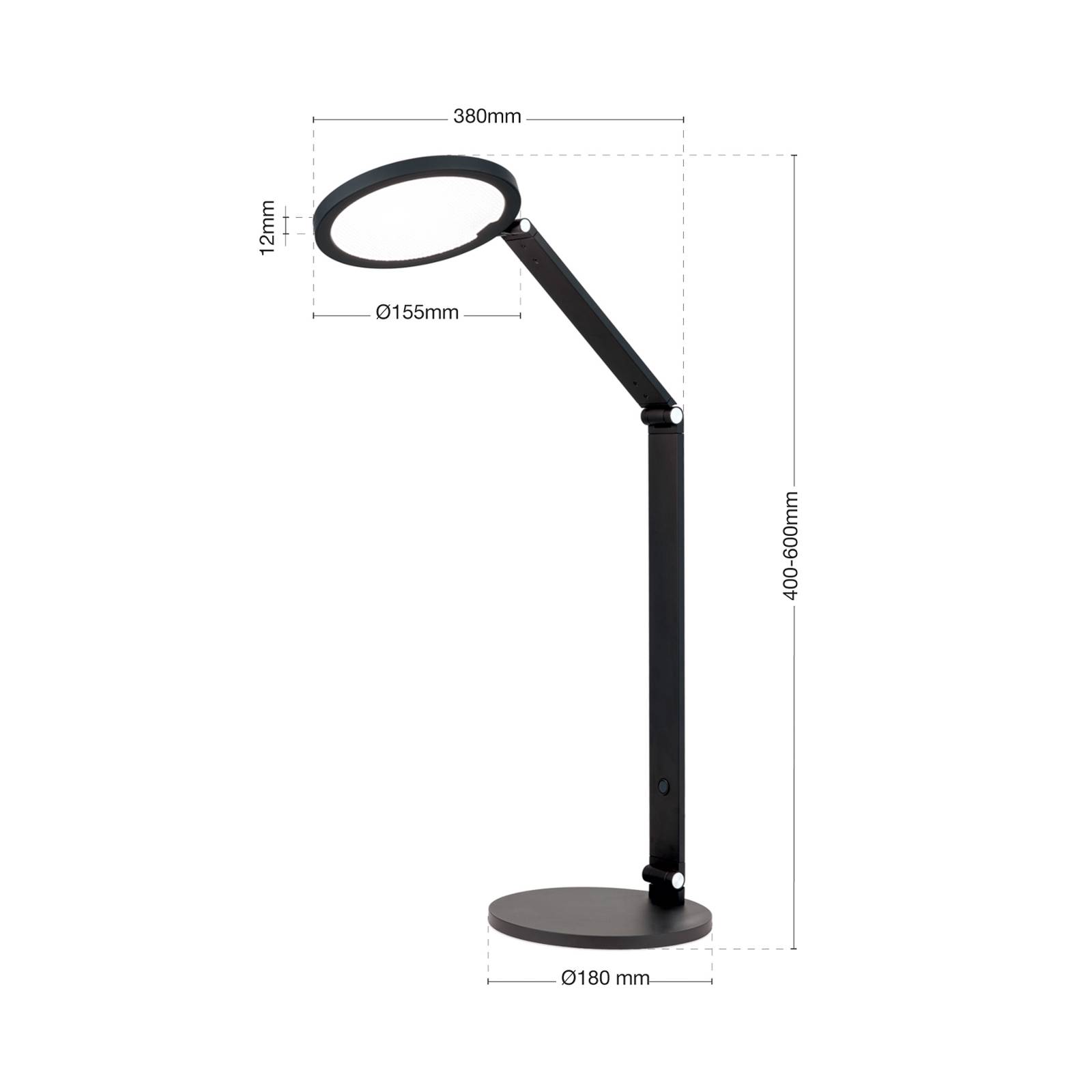 Lampa stołowa LED Fati, czarna, wysokość 60 cm, aluminium, ściemniany