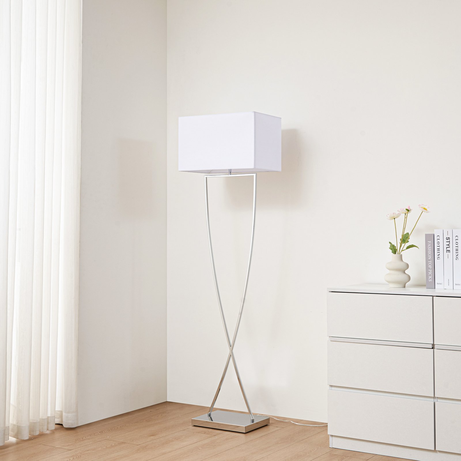 Evaine Lampadaire Chrome/White - Lucande