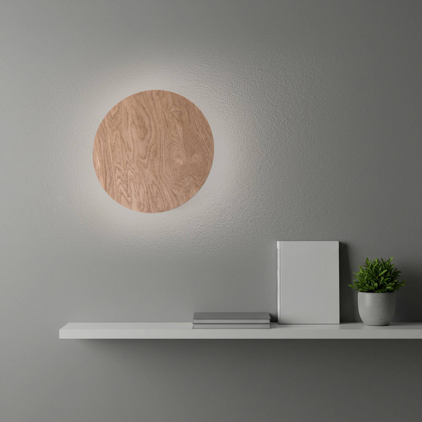 Envostar Wandleuchte Rito, Holz hell, Ø 30 cm günstig online kaufen