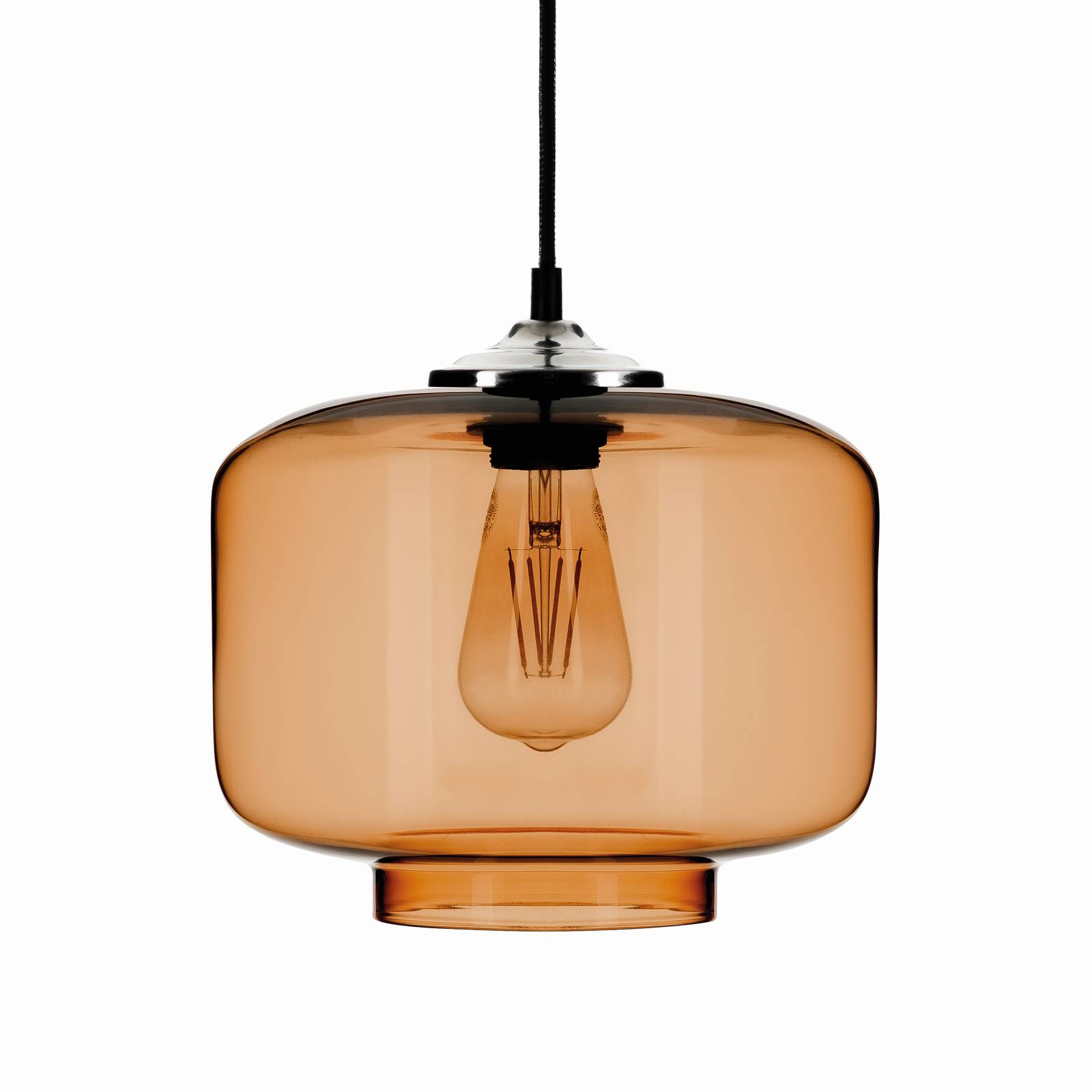 Függő lámpa Tube üveg ernyővel borostyán Ø 25 cm
