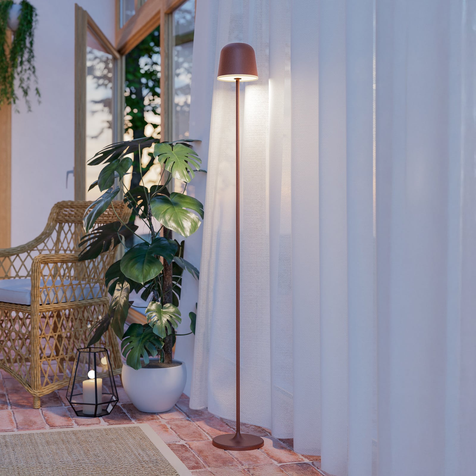 Mannera-L LED vrtna svjetiljka na baterije, boje hrđe, visina 140 cm