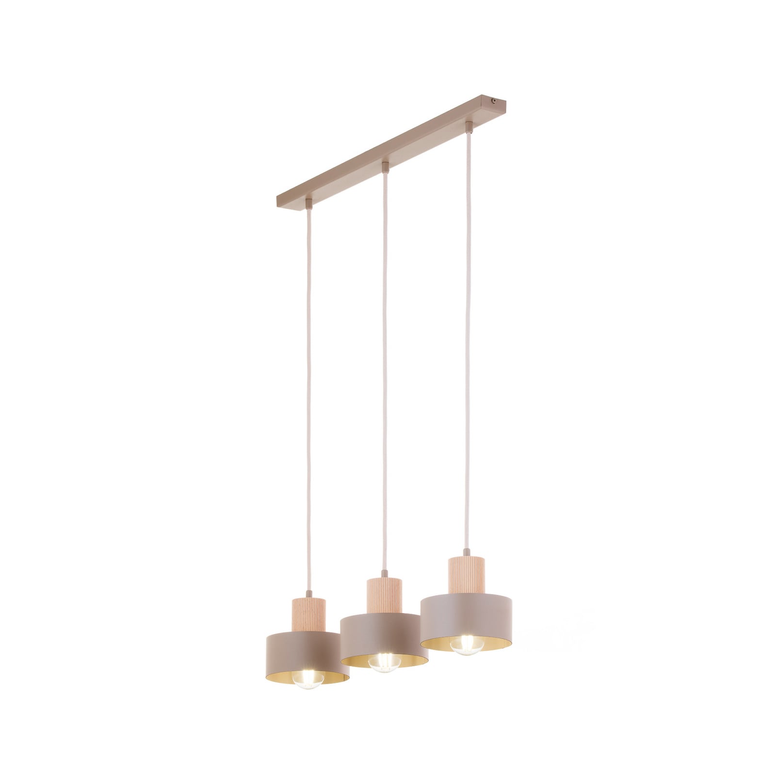 Hängeleuchte Rif Wood, beige/buche, Länge 67 cm, dreiflammig Hängeleuchte Rif Wood, beige/buche, Länge 67 cm, dreiflammig