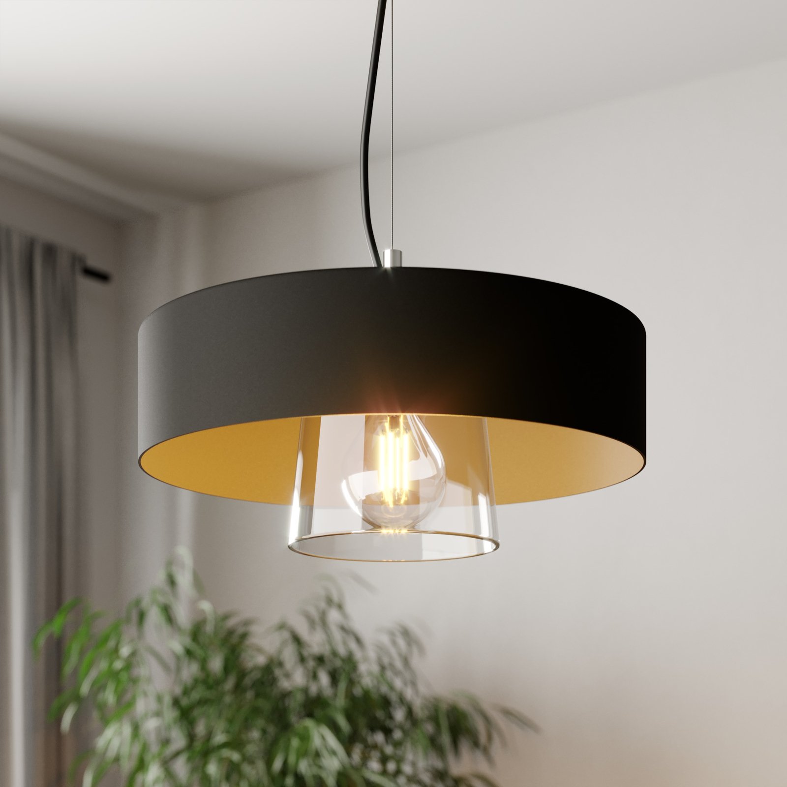 Babilon hanging light with double lampshade