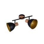 Φωτιστικό οροφής Delume, μαύρο, μήκος 49 cm, 2 φτερά. Μέταλλο/ξύλο