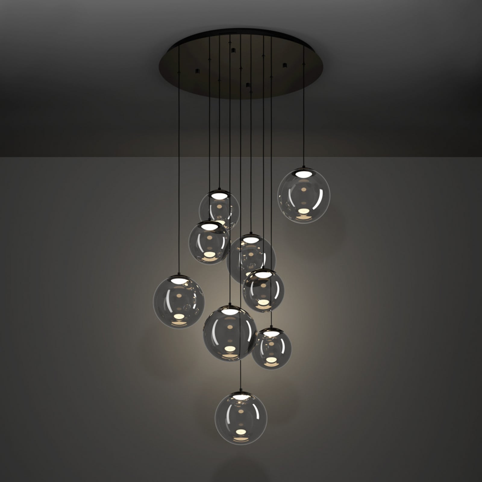 Stars of Light LED hanglamp ANORIAS zwart Ø 85 cm 9-lamps Stars of Light LED hanglamp ANORIAS zwart Ø 85 cm 9-lamps